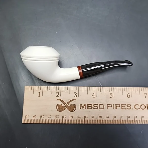 MBSD Meerschaum Deluxe Bent Rhodesian Block Meerschaum Pipe, Briar-Mortise - Image 9