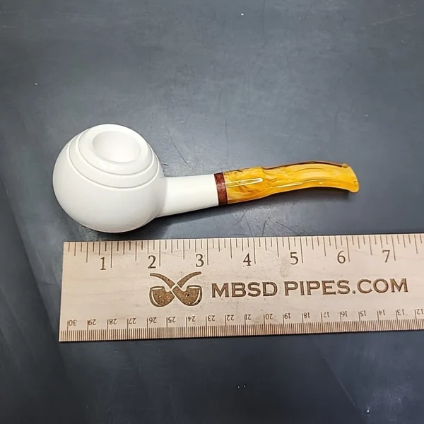 MBSD Meerschaum Smooth Author Block Meerschaum Pipe, Briar-Mortise - Image 9