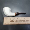 MBSD Meerschaum Deluxe Rusticated Horn Block Meerschaum Pipe, Briar-Mortise, 9mm - Image 9