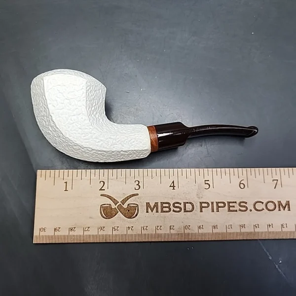 MBSD Meerschaum Deluxe Rusticated Horn Block Meerschaum Pipe, Briar-Mortise, 9mm - Image 9
