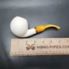 MBSD Meerschaum Deluxe Smooth Bent Apple Block Meerschaum Pipe Briar-Mortise - Image 9