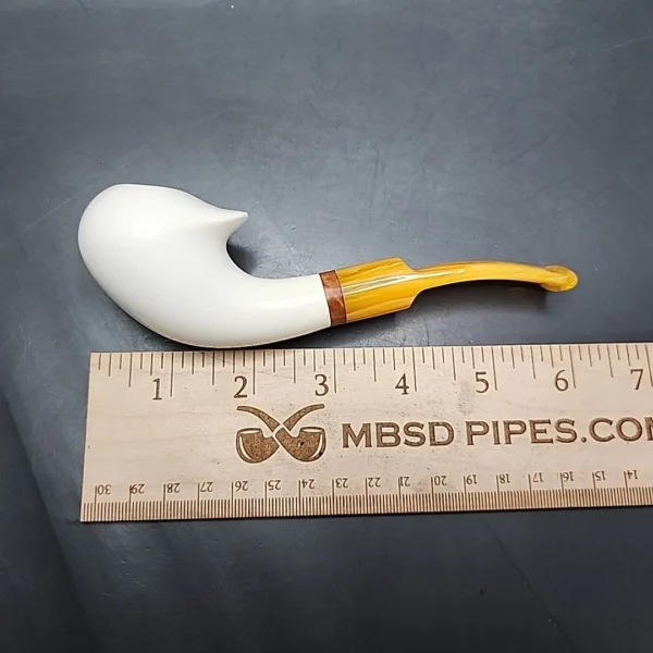 MBSD Meerschaum Deluxe Smooth Freehand Horn Block Meerschaum Pipe, Briar-Mortise - Image 9