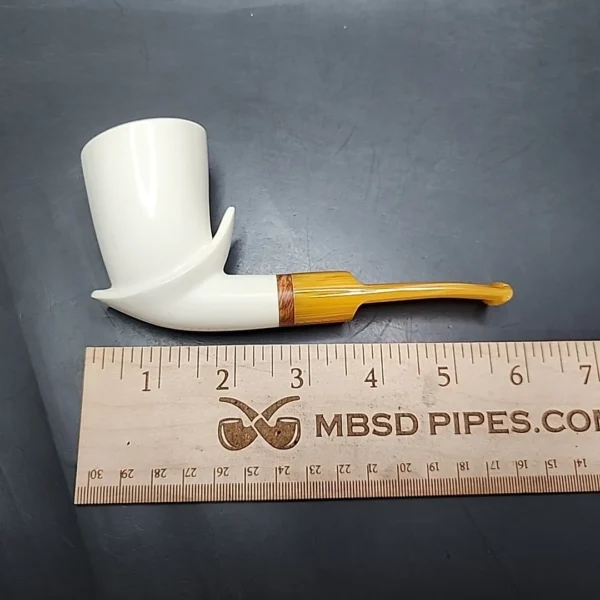 MBSD Meerschaum Deluxe Smooth Freehand Block Meerschaum Pipe, Briar-Mortise - Image 9