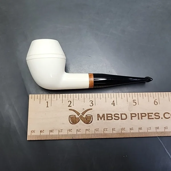 MBSD Meerschaum Deluxe Smooth Rhodesian Block Meerschaum Pipe, Briar-Mortise, New - Image 9