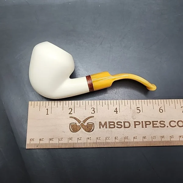 MBSD Meerschaum Deluxe Smooth Bent Rhodesian Block Meerschaum Pipe, Briar-Mortise - Image 9