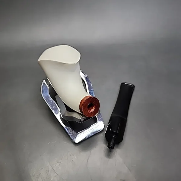 MBSD Meerschaum Deluxe Bent Freehand Horn Block Meerschaum Pipe, Briar-Mortise - Image 10