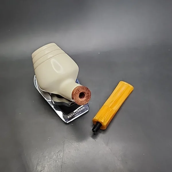 MBSD Meerschaum Deluxe Belge Block Meerschaum Pipe, Briar-Mortise - Image 10
