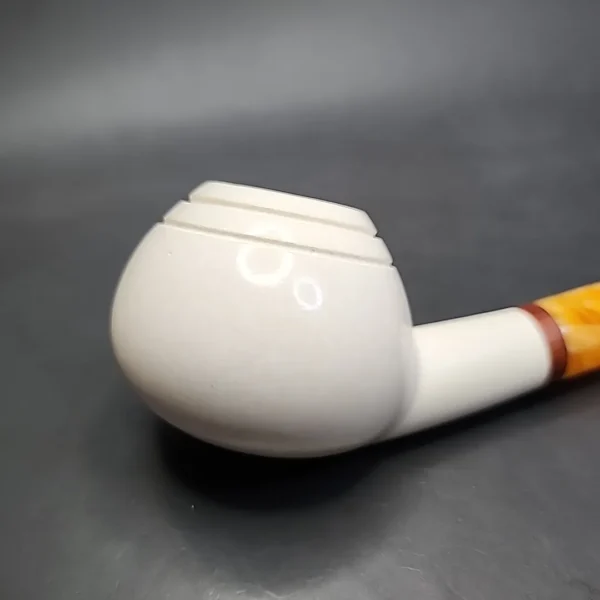 MBSD Meerschaum Smooth Author Block Meerschaum Pipe, Briar-Mortise - Image 10
