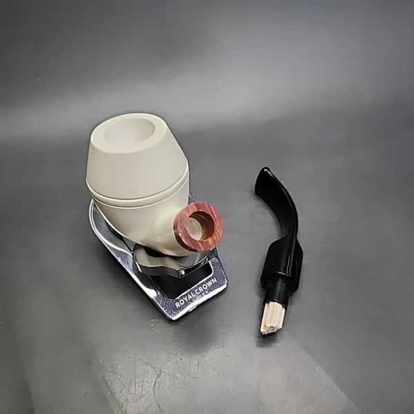 MBSD Meerschaum Deluxe Bent Rhodesian Block Meerschaum Pipe, Briar-Mortise, 9mm - Image 10