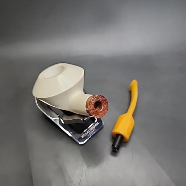 MBSD Meerschaum Deluxe Bent Rhodesian Block Meerschaum Pipe, Briar-Mortise - Image 10