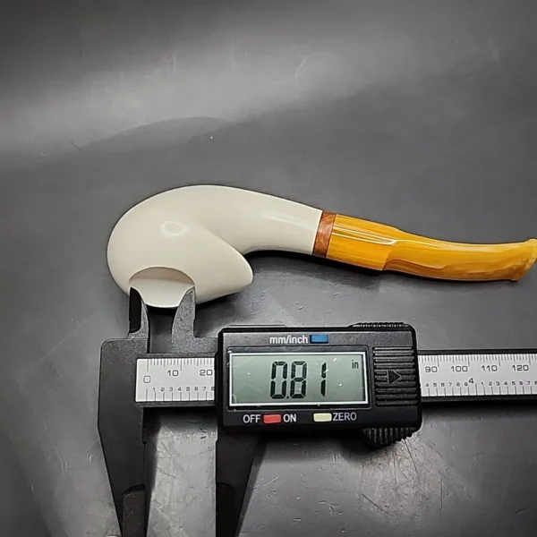 MBSD Meerschaum Deluxe Smooth Freehand Horn Block Meerschaum Pipe, Briar-Mortise - Image 10