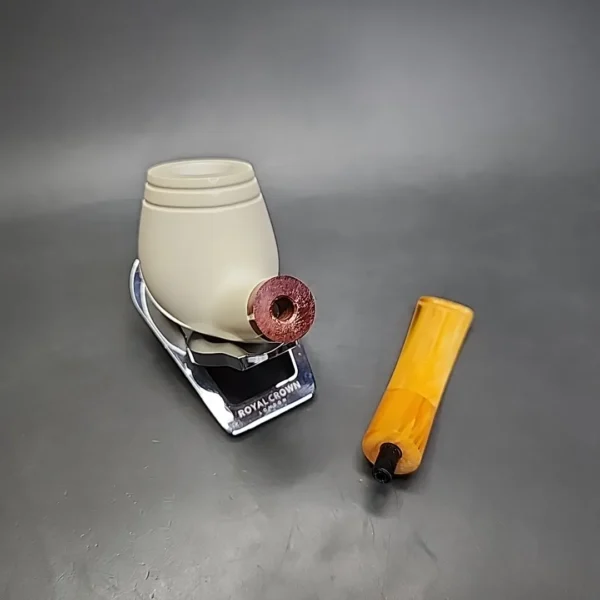 MBSD Meerschaum Deluxe Bent Egg Block Meerschaum Pipe, Briar-Mortise - Image 10