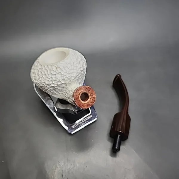 MBSD Meerschaum Deluxe Bent Rhodesian Block Meerschaum Pipe, Briar-Mortise, New - Image 11