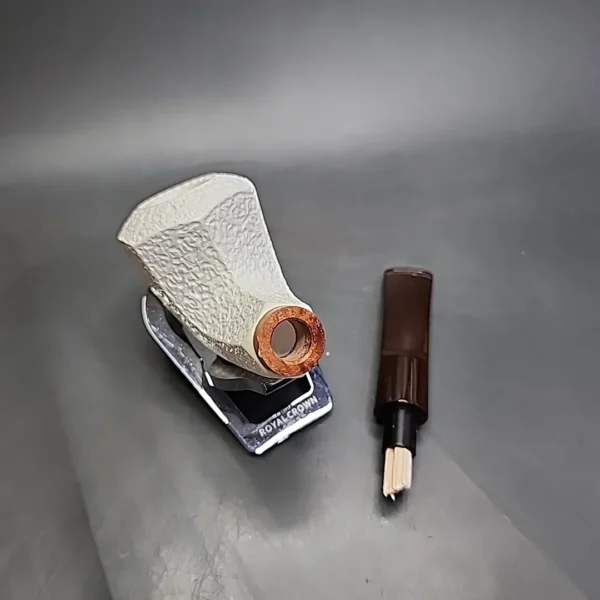 MBSD Meerschaum Deluxe Rusticated Horn Block Meerschaum Pipe, Briar-Mortise, 9mm - Image 11