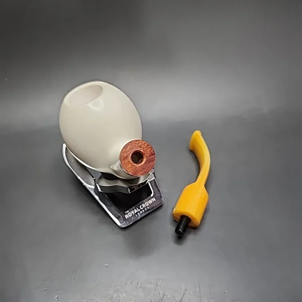 MBSD Meerschaum Deluxe Smooth Bent Apple Block Meerschaum Pipe Briar-Mortise - Image 11