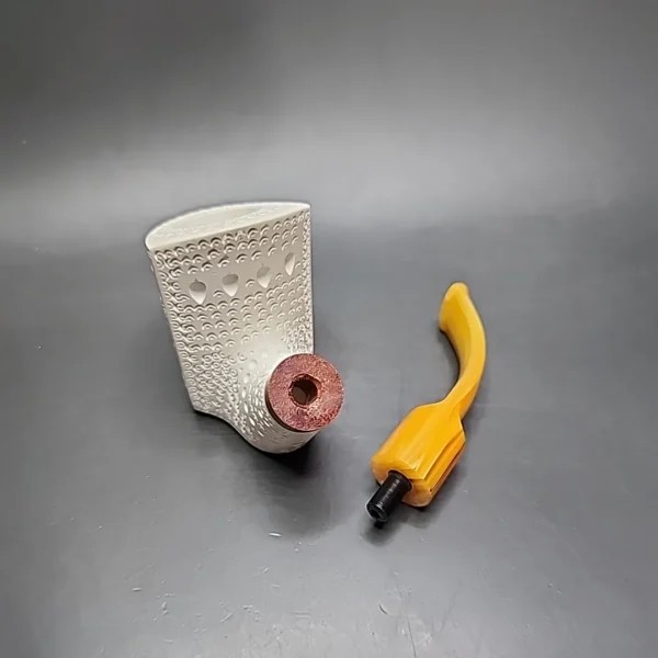 MBSD Meerschaum Deluxe Floral Sitter Block Meerschaum Pipe, Briar-Mortise - Image 11