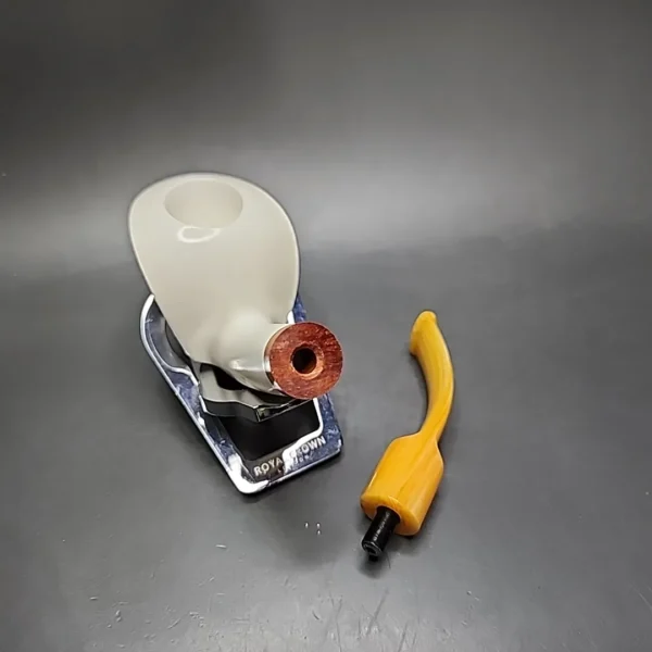 MBSD Meerschaum Deluxe Smooth Swan Block Meerschaum Pipe, Briar-Mortise - Image 11