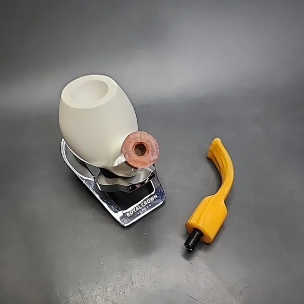 MBSD Meerschaum Deluxe Bent Egg Block Meerschaum Pipe, Briar-Mortise - Image 11