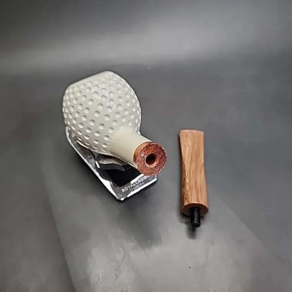 MBSD Meerschaum Deluxe Straight Apple Block Meerschaum Pipe, Briar-Mortise, New - Image 11