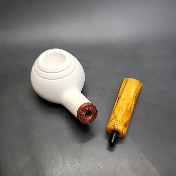 MBSD Meerschaum Smooth Author Block Meerschaum Pipe, Briar-Mortise - Image 12