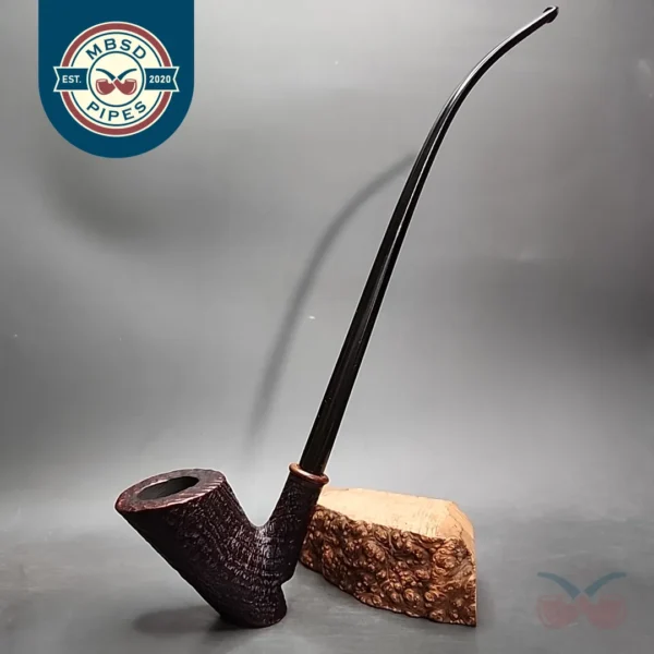 WO Larsen Sandblasted Churchwarden Sitter Estate Briar Pipe, Danish Estates
