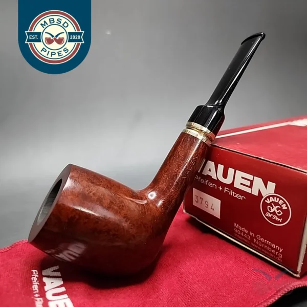 Vauen 3794 Smooth Saddle Billiard Estate Briar Pipe, Unsmoked, 9mm