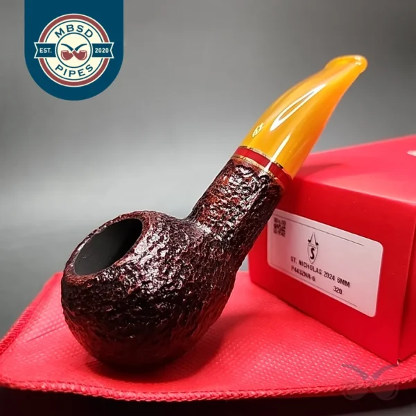 Savinelli 2024 Saint Nicholas 320 KS Rusticated Author Briar Pipe, 6mm, New