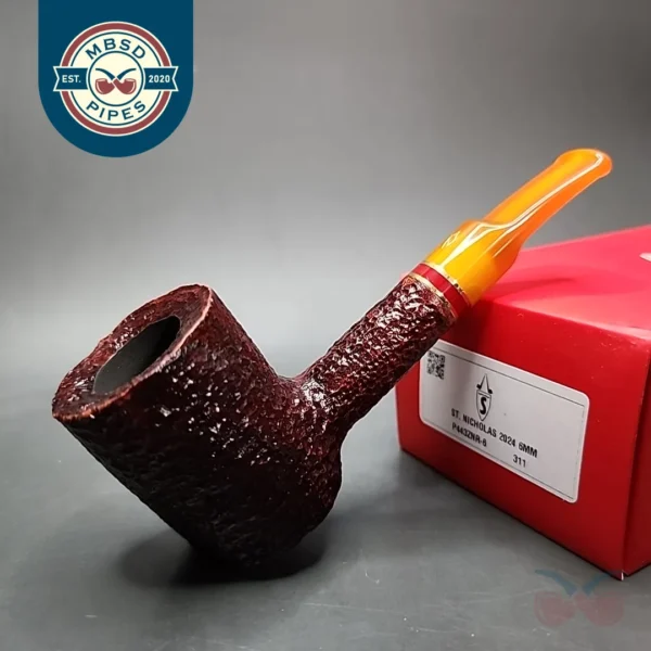 Savinelli 2024 Saint Nicholas 311 KS Rusticated Poker Briar Pipe, 6mm, New
