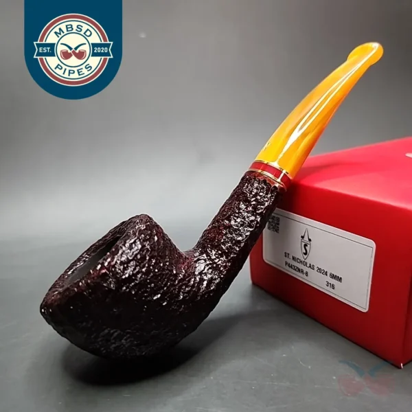 Savinelli 2024 Saint Nicholas 316 KS Rusticated Pot Briar Pipe, 6mm, New