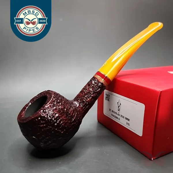 Savinelli 2024 Saint Nicholas 315 KS Rusticated Prince Briar Pipe, 6mm, New