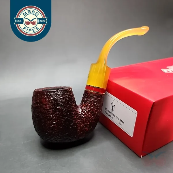 Savinelli 2024 Saint Nicholas 614 KS Rusticated Oom Paul Briar Pipe, 6mm, New