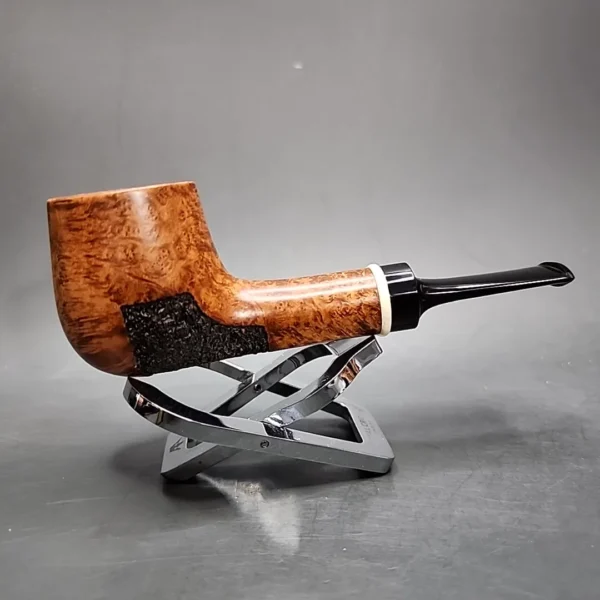 Preston Rogers Partially Rusticated Danish Billiard Handmade Briar Pipe, New - Image 3