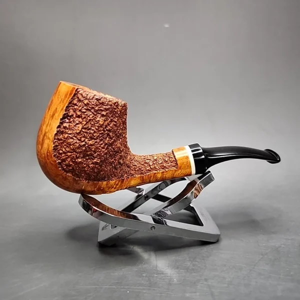 Preston Rogers Partially Rusticated Brandy Handmade Briar Pipe, New - Image 3