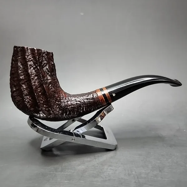 2002 Becker 2 Club Sandblasted Fluted Volcano Estate Briar Pipe, Italian Estates - Image 3