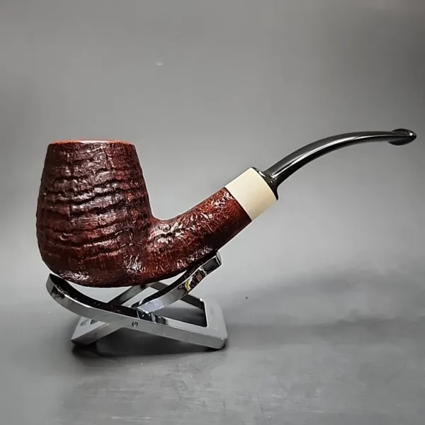 Jess Chonowitsch Sandblasted Bent Brandy Estate Briar Pipe, Danish Estates - Image 3
