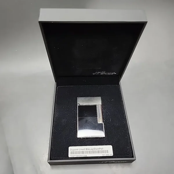 S.T. Dupont Line 2 Natural Black Lacquer Lighter with Palladium Finish - Image 4