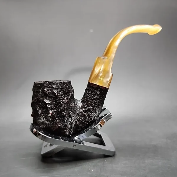 Savinelli Estella Rusticated Oom Paul Estate Briar Pipe, Unsmoked - Image 4