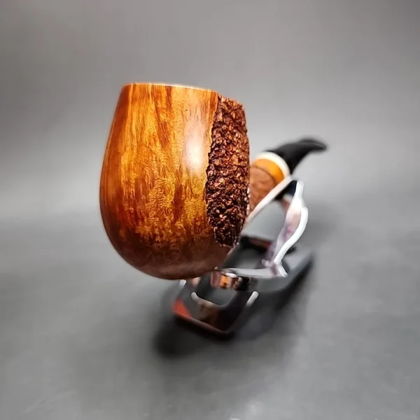 Preston Rogers Partially Rusticated Brandy Handmade Briar Pipe, New - Image 4