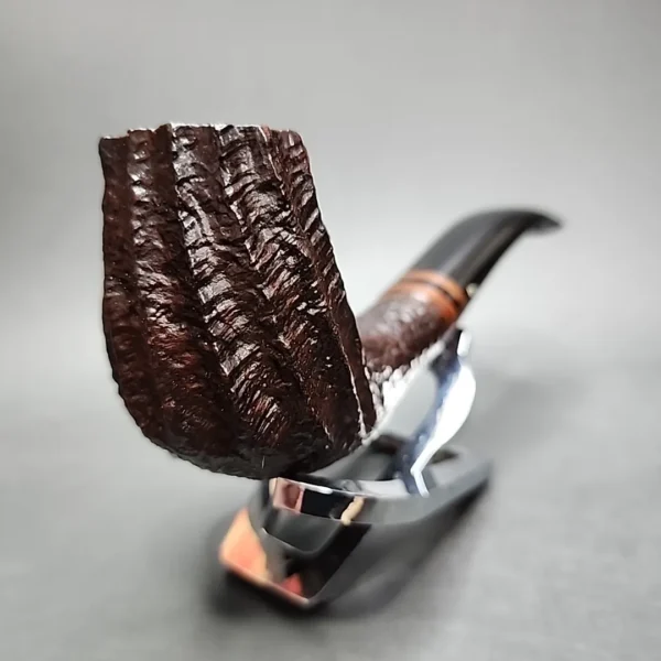 2002 Becker 2 Club Sandblasted Fluted Volcano Estate Briar Pipe, Italian Estates - Image 4