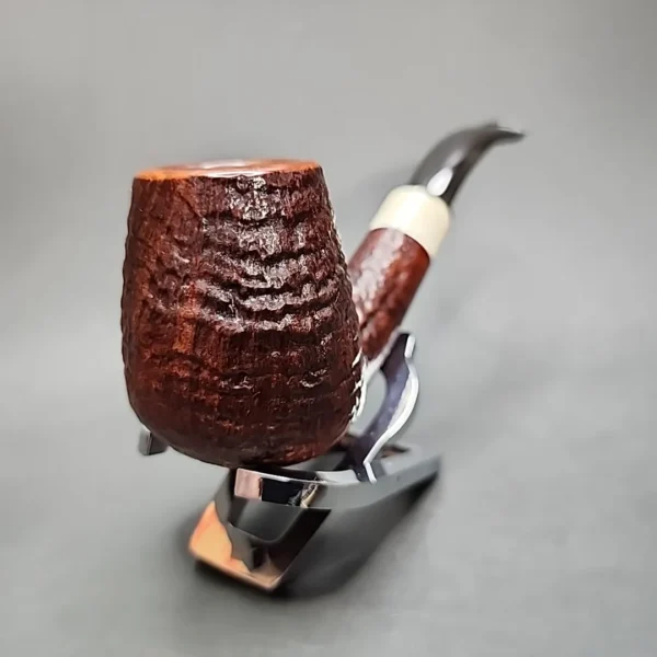 Jess Chonowitsch Sandblasted Bent Brandy Estate Briar Pipe, Danish Estates - Image 4