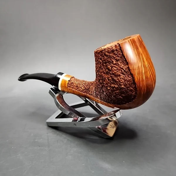 Preston Rogers Partially Rusticated Brandy Handmade Briar Pipe, New - Image 5