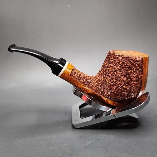 Preston Rogers Partially Rusticated Brandy Handmade Briar Pipe, New - Image 6