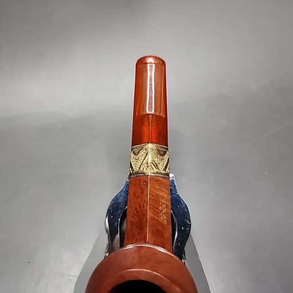 19th c. CPF Smooth Bulldog w/ Amber Stem, Antique Briar Pipe, Unsmoked - Image 7