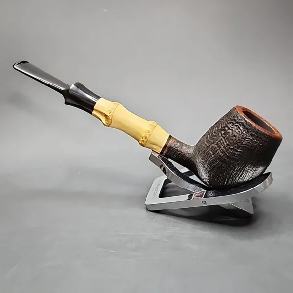Ernie Markle Sandblasted Bamboo Lovat Estate Briar Pipe, American Estates - Image 8