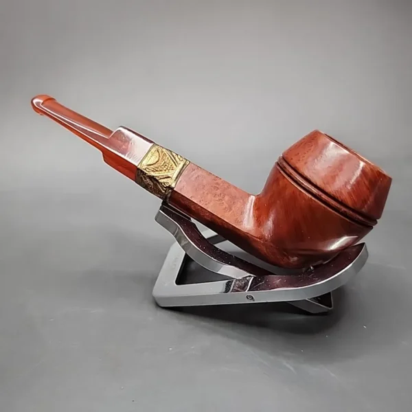 19th c. CPF Smooth Bulldog w/ Amber Stem, Antique Briar Pipe, Unsmoked - Image 8