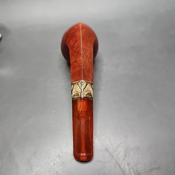 19th c. CPF Smooth Bulldog w/ Amber Stem, Antique Briar Pipe, Unsmoked - Image 9