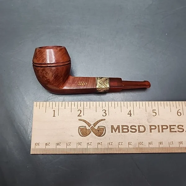 19th c. CPF Smooth Bulldog w/ Amber Stem, Antique Briar Pipe, Unsmoked - Image 10