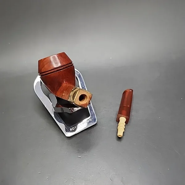 19th c. CPF Smooth Bulldog w/ Amber Stem, Antique Briar Pipe, Unsmoked - Image 12