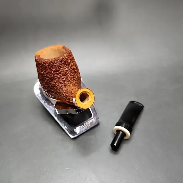 Preston Rogers Partially Rusticated Brandy Handmade Briar Pipe, New - Image 13