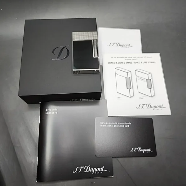 S.T. Dupont Line 2 Natural Black Lacquer Lighter with Palladium Finish - Image 13